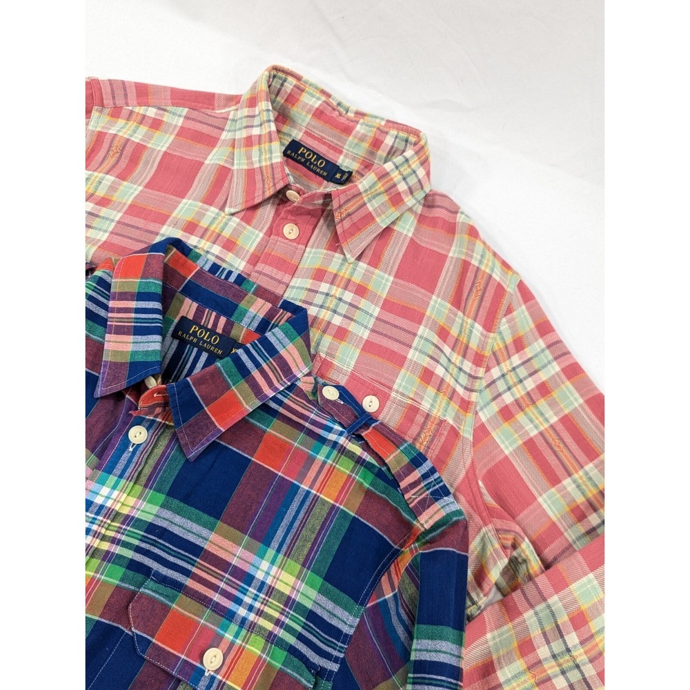 2) Polo Ralph Lauren Shirt Mens Extra Large Red Plaid Aztec Southwest‎ Plaid